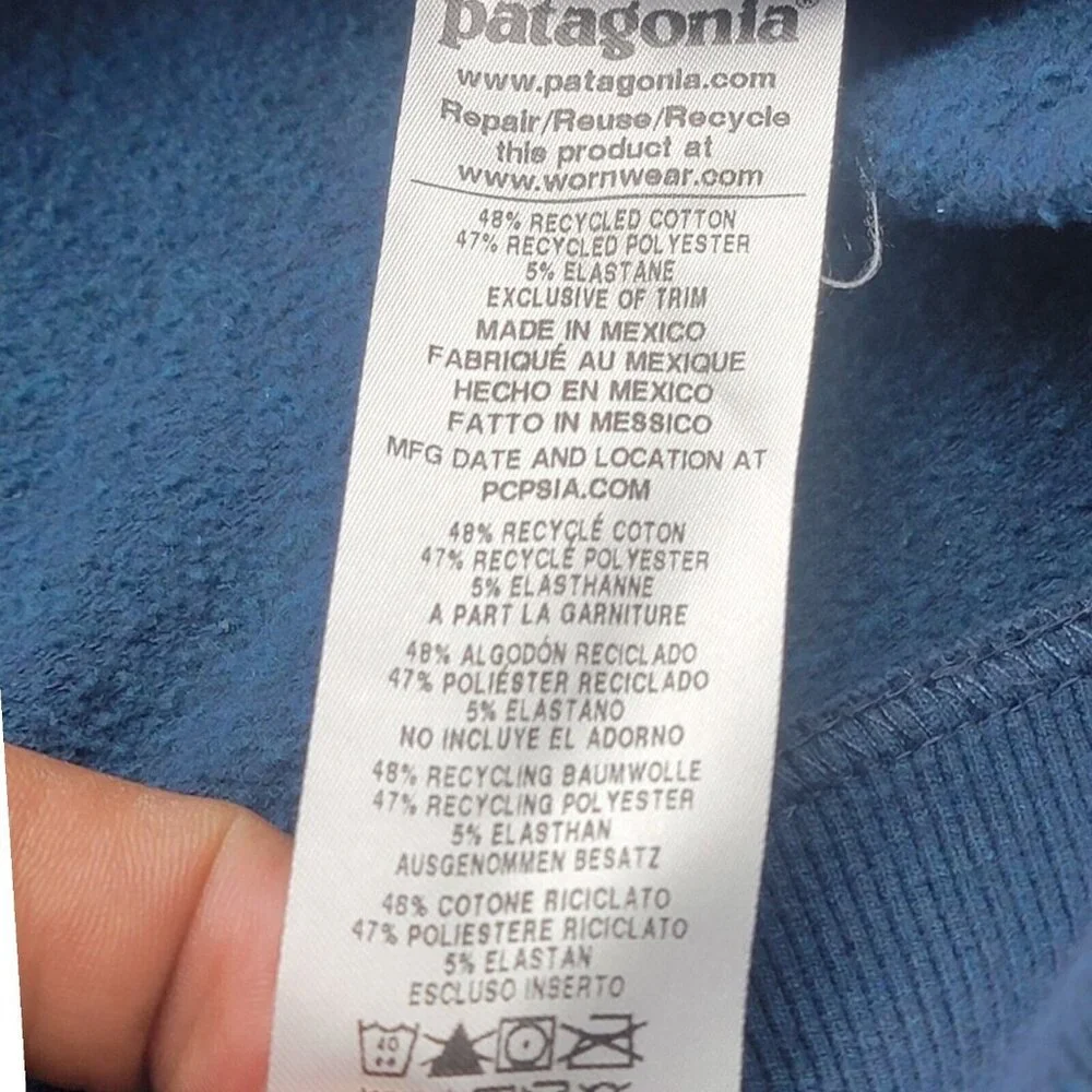 Patagonia Hoody Men XL Blue M Line Logo Ridge Uprisal Relax Fit Gorpcore Hiking - Picture 5 of 8